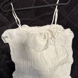 Wilfred White Ruffled Dress 100% Linen. Never worn, no tag